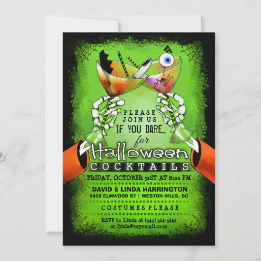Halloween Spooky Drinken Cocktail Invitation Kaart (Voorkant)