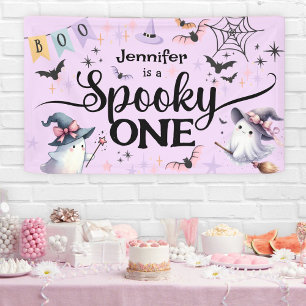 Halloween Spooky Een Schattige Spook 1e Verjaardag Spandoek