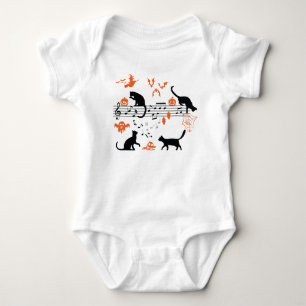 Halloween Spooky en Scary Cats die Muzieknotitie a Romper