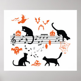 Halloween Spooky en Scary Cats die Muzieknotitie s Poster