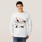 Halloween Spooky en Scary Cats die Muzieknotitie s T-shirt (Voorkant volledig)