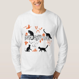 Halloween Spooky en Scary Cats die Muzieknotitie s T-shirt