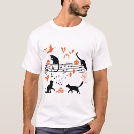 Halloween Spooky en Scary Cats die Muzieknotitie s T-shirt