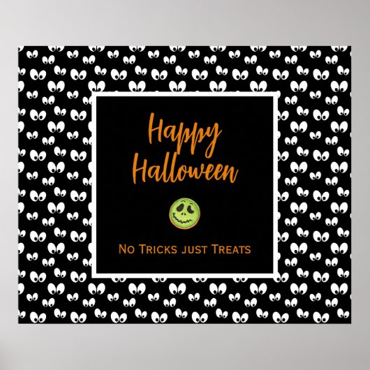Halloween spooky eye green koekje geen trucjes poster (Voorkant)