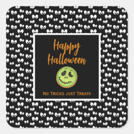 Halloween spooky eye green koekje geen trucjes vierkante sticker