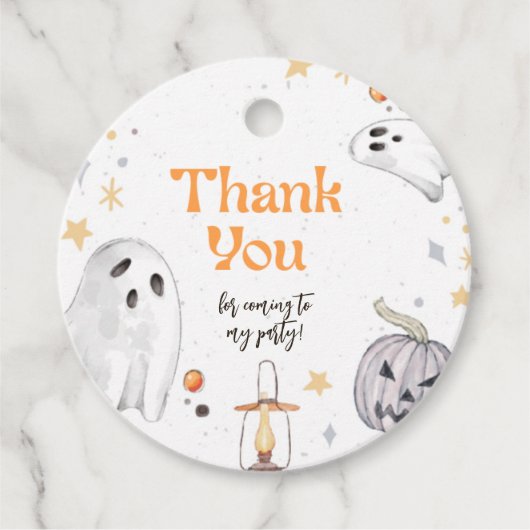 Halloween Spooky Ghost Birthday Cirkel Dank u Bedankjes Labels (Voorkant)