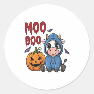 Halloween Spooky Ghost Koe Ronde Sticker