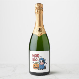Halloween Spooky Ghost Koe Sparkling Wijnetiket