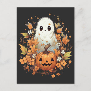 Halloween Spooky Ghost Pumpkin Briefkaart