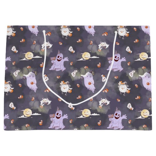 Halloween Spooky Ghosts Gift Bag Groot Cadeauzakje (Voorkant)