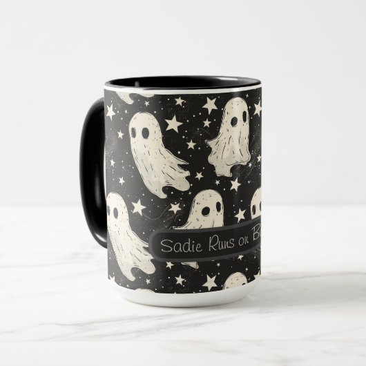 Halloween Spooky Ghosts & Stars Custom Mok (Voorkant links)