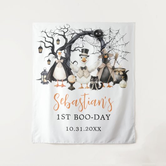 Halloween Spooky Goose 1e verjaardagsfeestje Wandkleed (Voorkant)