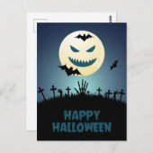 Halloween Spooky Graveyard Moon Bats Briefkaart (Voorkant / Achterkant)