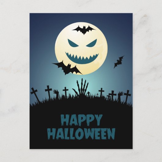 Halloween Spooky Graveyard Moon Bats Briefkaart (Voorkant)