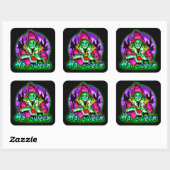 Halloween Spooky Green Witch Magic Pet Apple Vierkante Sticker (Vel)
