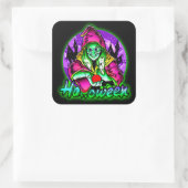 Halloween Spooky Green Witch Magic Pet Apple Vierkante Sticker (Tas)