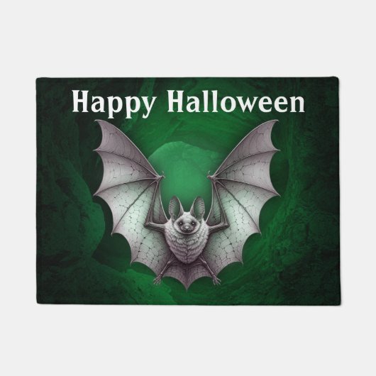 Halloween Spooky Grey Flying Bat Green Cave Deurmat (Voorkant)