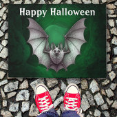 Halloween Spooky Grey Flying Bat Green Cave Deurmat