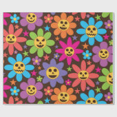 Halloween Spooky Groovy Flowers Cadeaupapier (Vlak)