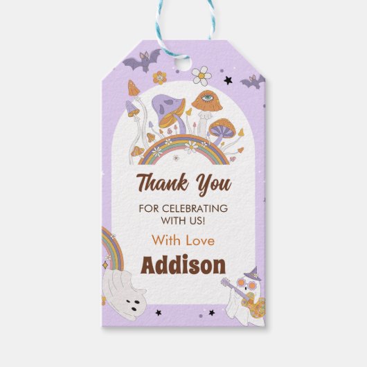 Halloween Spooky Groovy Leuke Ghost Verjaardag Cadeaulabel (Voorkant)