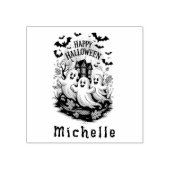 Halloween Spooky Haunted House Ghost en Bats Rubberstempel (Afrduk)