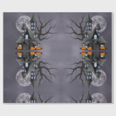 Halloween Spooky Haunted House & Pumpkin Cadeaupapier (Vlak)