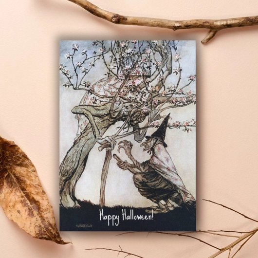 Halloween Spooky Heks Arthur Rackham Kaart