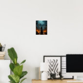 Halloween Spooky Heks Beunting Oude Stad Poster (Thuiskantoor)