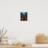 Halloween Spooky Heks Beunting Oude Stad Poster (Keuken)