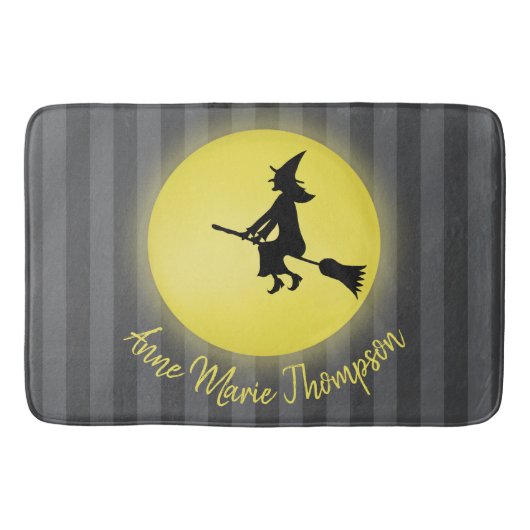 Halloween Spooky Heks Broomstick Moonlight Badmat (Voorkant)