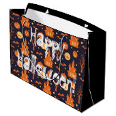 Halloween Spooky House Bats Trees Pumpkin Pattern Groot Cadeauzakje (Achterkant Gekanteld)