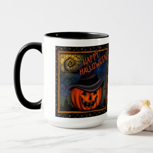 Halloween Spooky Jack O lantaarn  Mok (Met donut)
