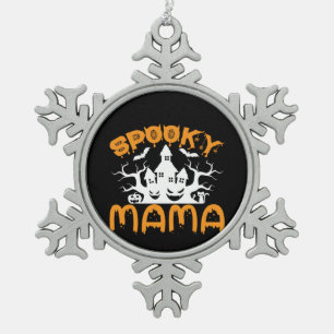 Halloween Spooky Mama Birthday Tin Sneeuwvlok Ornament