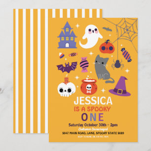Halloween Spooky ONE 1st Birthday Party Kaart