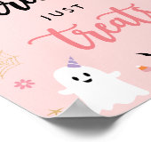 Halloween Spooky Pink Ghost Geen trucs Alleen Trea Poster (Hoek)