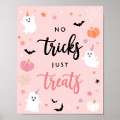 Halloween Spooky Pink Ghost Geen trucs Alleen Trea Poster (Voorkant)
