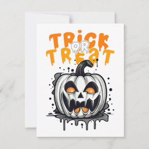 Halloween spooky pompoen ontwerp Trick or treat RSVP Kaartje