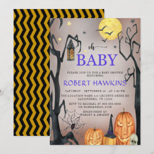 Halloween Spooky Pumpkin Baby shower Kaart