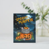 Halloween Spooky Pumpkin Cat Feestdagenkaart (Staand voorkant)