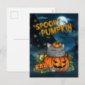 Halloween Spooky Pumpkin Cat Feestdagenkaart (Voorkant / Achterkant)