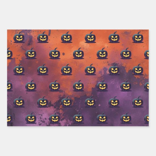 Halloween Spooky Pumpkin Pattern Inpakpapier Vel (Voorkant)