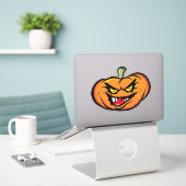 Halloween Spooky Pumpkin Sticker (Laptop op bureau)