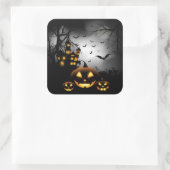 Halloween - Spooky Pumpkins Grey Moon Vierkante Sticker (Tas)