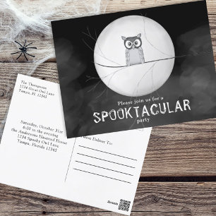 Halloween Spooky Scary Owl Whimsical Party Briefkaart