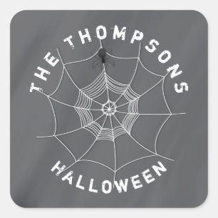 Halloween Spooky Scary Schattige Spinnenweb Vierkante Sticker