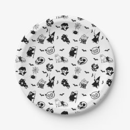 Halloween Spooky Schattigee Patroon Vakantie Horro Papieren Bordje