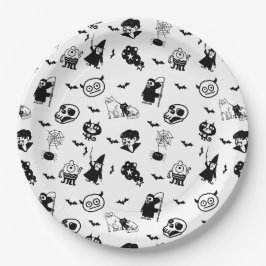 Halloween Spooky Schattigee Patroon Vakantie Horro Papieren Bordje