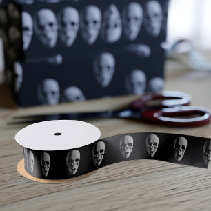 Halloween Spooky Schedel Patroon Zwart Lint