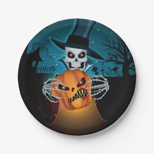 Halloween Spooky Skeleton Papieren Bordje (Voorkant)