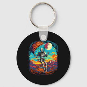 Halloween Spooky Skeleton Paragliding Skydiving Sleutelhanger
